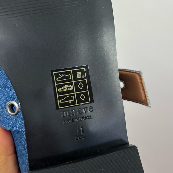 Maeve Anthropologie denim blue Pointed-Toe Moto Mary Jane Flats - Picture 7 of 8